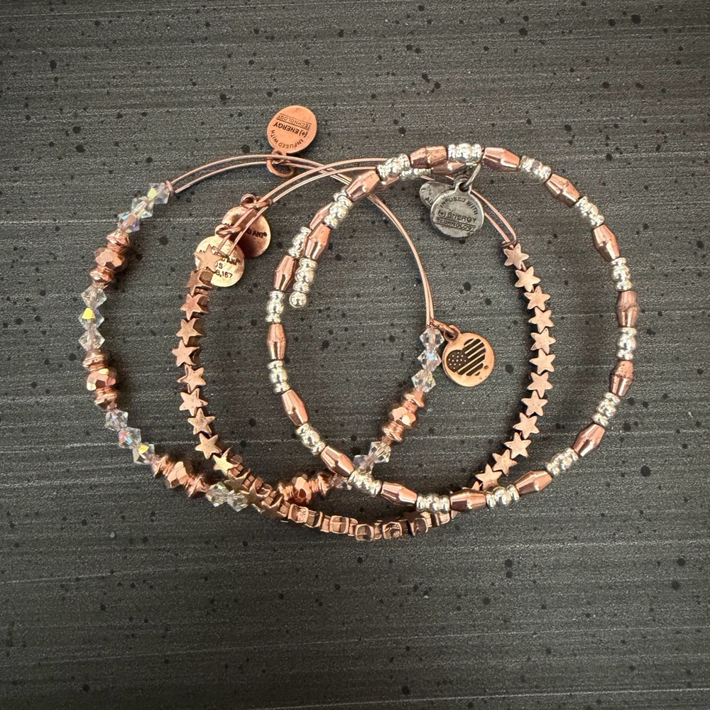 Rose Gold Beaded Alex and Ani Bracelets